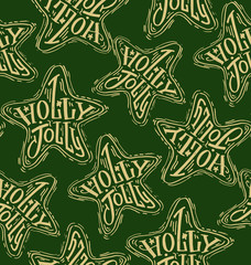 Silhouette winter holidays, happy new year, merry christmas, holly jolly, jingle bells - cute hand drawn doodle lettering postcard pattern background