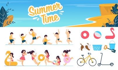 Summer Time Marine Set with Children Characters