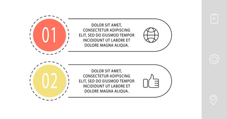 Vector template circle infographics. Business concept with 2 options and labels. Two steps for diagrams, flowchart, timeline