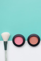 collection of make up and cosmetic beauty products arranged                                   