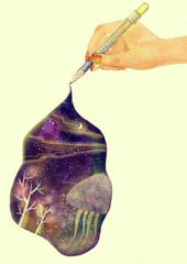 Paintbrush, drawing, drawing, drawing, paintbrush, pencil, colored pencil, crayon, illustration, fairy tale, fantasy, fantasy, fun, happy, magic, mana, imagination, dream, child, cartoon, happy, dream