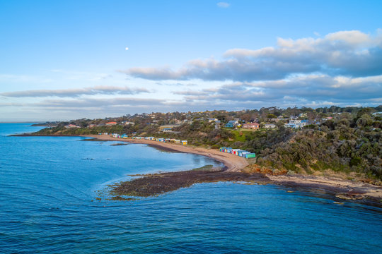 Mount Eliza Coastline At Sunset - Aerial View