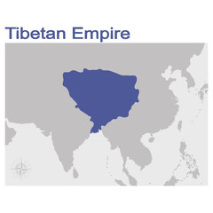 vector illustration with map of the Tibetan Empire
