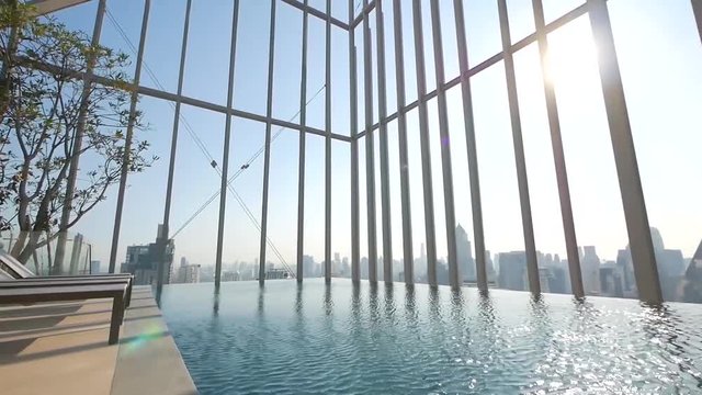 Relaxing Sky High Swimming Pool on Top of the Condominium with City View