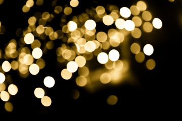 Festive overlay effect. Golden circles bokeh festive glitter dark background. Christmas, New Year, holidays design
