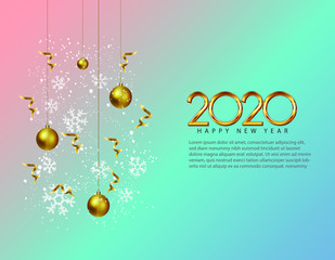 Naklejka na ściany i meble Shining background with gold ball and ribbon, elegant design. vectors can be edited easily as needed. suitable for new year greeting and others.