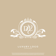 Logo Initial letter DL luxury vector mark, gold color elegant classical symmetric curves decor. editable file EPS10.