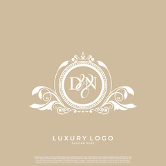Logo Initial letter DN luxury vector mark, gold color elegant classical symmetric curves decor. editable file EPS10.