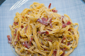 Very tasty pasta cheese and sausage. Traditional Italian dish
