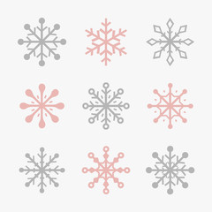 Naklejka na ściany i meble Minimalist hand drawn snowflake icons. Christmas elements. Vector