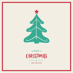 Christmas greeting card with abstract tree and text. Xmas decoration. Vector