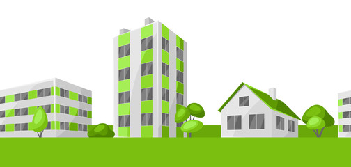 Green town concept illustration.