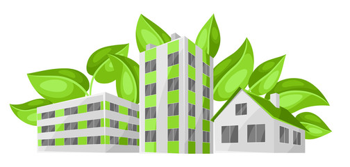 Green town concept illustration.