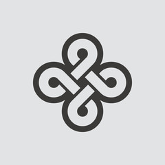 Bowen knot icon isolated of flat style. Vector illustration.