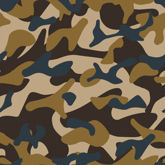 Camouflage design textile - Vector color seamless pattern of military background for army uniform