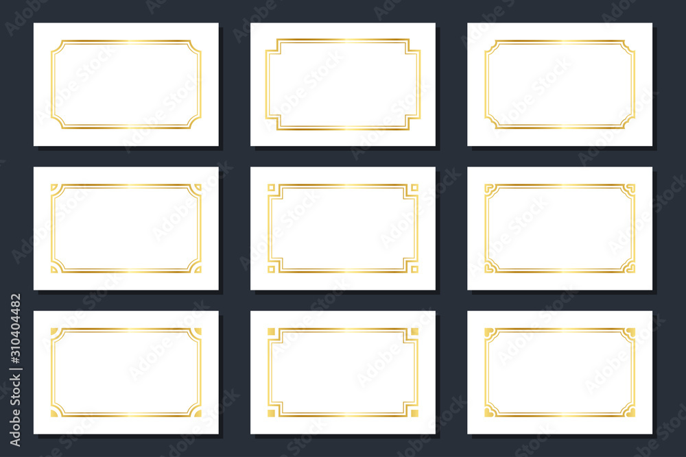 Poster gold decorative borders and frames. flat vector art design template element
