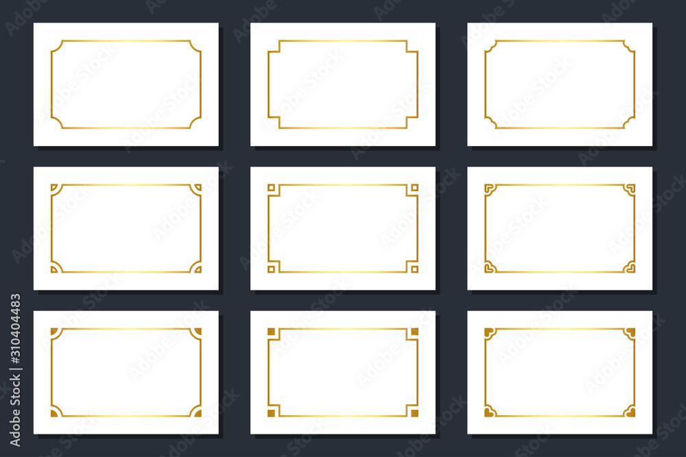 Poster gold decorative borders and frames. flat vector art design template element