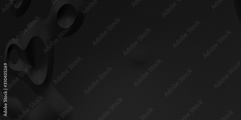 Poster black abstract futuristic background with round geometry and copy space for text, large empty space,