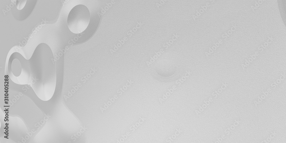 Poster white abstract futuristic background with round geometry and copy space for text, large empty space,