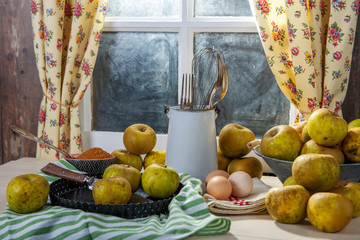 Obraz na płótnie Canvas organic apples on table near the window