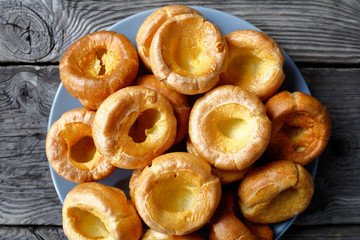 close-up of Yorkshire puddings in a plate