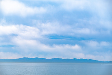 Vladivostok, Russia - May 07, 2019: Ship on the roadstead in the Amur Bay.