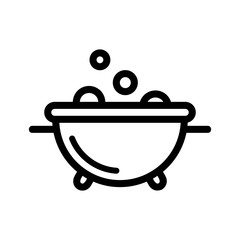 cauldron with water icon vector. A thin line sign. Isolated contour symbol illustration