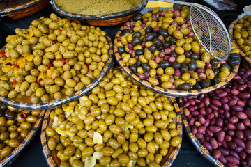 Marinated  olives on provencal street market