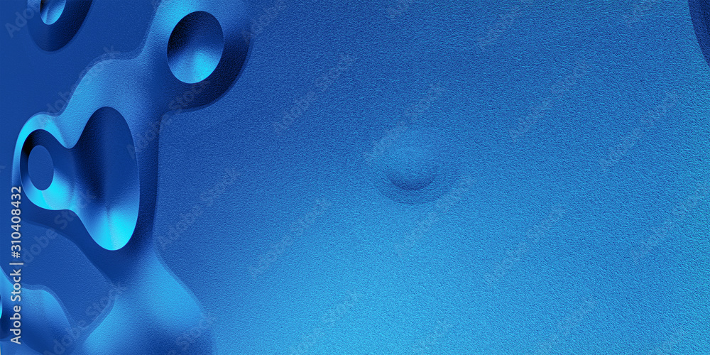 Poster blue abstract futuristic background with round geometry and copy space for text, large empty space, 