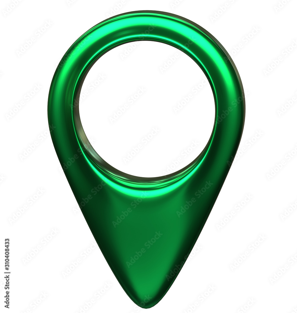 Poster green map pointer 3d pin. location symbol isolated on white background. web location point, pointer.