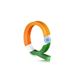 3D LETTERS WITH INDIA FLAG A TO Z AND 1 TO 0, LETTER Q