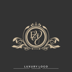 Logo Initial letter EJ luxury vector mark, gold color classical symmetric curves decor. editable file eps10.