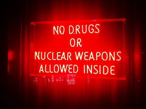 No Drugs Of Nuclear Weapons Allowed Inside Funny Illuminated Sign In Sydney