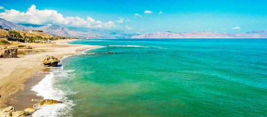 Paradise beach with turquoise water in  Crete, Greece - Travel destination in Europe