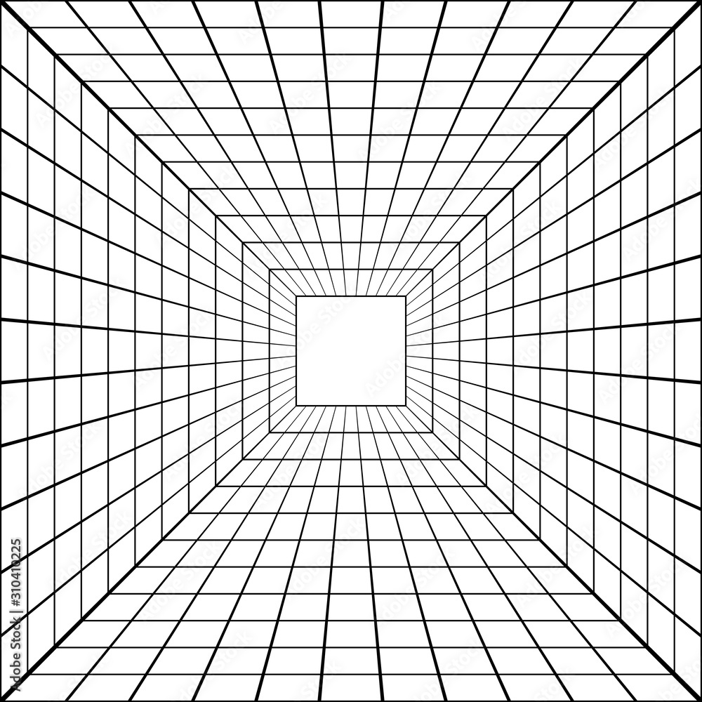 Poster 3D perspective mesh tunnel vector perspective square mesh