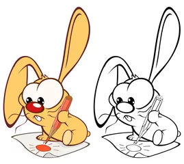 Foto op Plexiglas Vectorillustratie van een schattig stripfiguur konijn voor je ontwerp en computerspel. Kleurboek overzichtsset © liusa