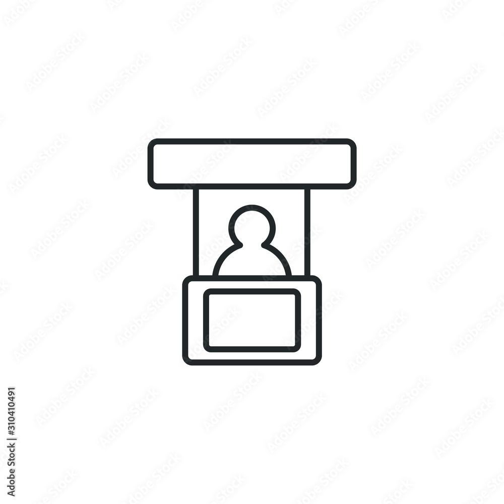 Aufkleber promo stand, sales booth icon template color editable. promo stand symbol vector sign isolated on wh