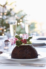 Christmas Pudding On Dining Table
