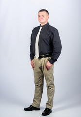 Fototapeta premium Man regular caucasian appearance wear formal clothes. Businessman lecturer manager office worker. Formal style clothing. Corporate and formal. Boss director head of department. Male fashion store