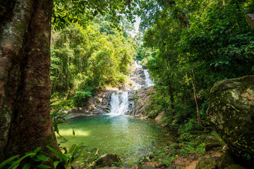 Beautiful waterfall in Thailand national park on Phuket.