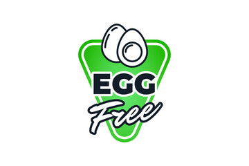 Egg free green label for diet control icon. Vegetarian ingredient organic healthy food badge. Vector natural eco product symbol eps illustration