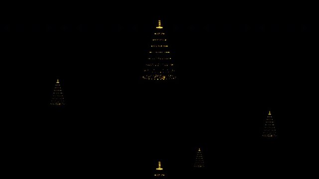 Golden Christmas Trees Made Of Lights Invasion Looping Video Background