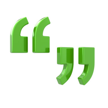 Green quote sign icon 3d illustration