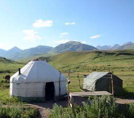 Yurt in Kyrgyzstan mountains. Central Asia