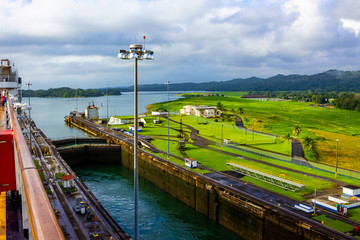 View of Panama Canal from cruise ship