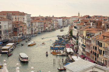 Fototapeta na wymiar Italy, Venice, July 12, 2019, a view of the city from a height, ships move through the channels