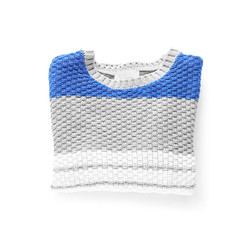 Stylish winter sweater on white background