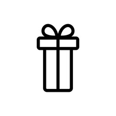 Gift and bow icon vector. A thin line sign. Isolated contour symbol illustration