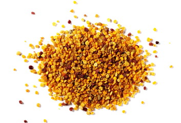 Pollen pile isolated on white background, top view