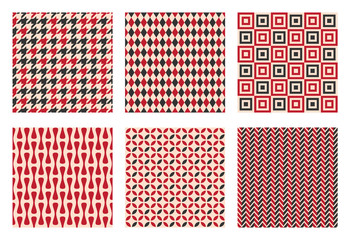 Materiał do szycia retro seamless pattern set, vintage textile texture